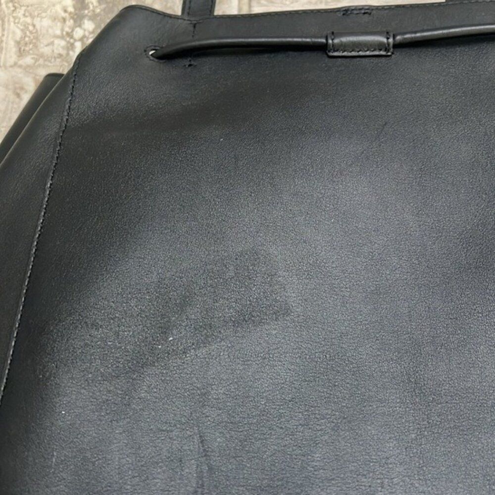 Lauren Ralph Lauren Andie Large Leather Drawstring Tote in Black, New - Picture 10 of 16